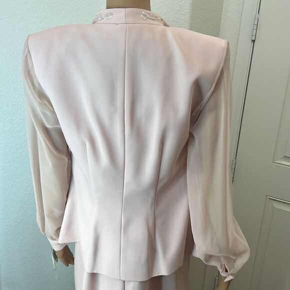 JR Nites Dress & Jacket Formal Size 6 & 8 Petite Beaded 2 Piece Pink Blush Rose - Picture 7 of 14